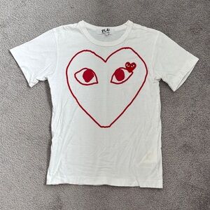 Comme des Garçons PLAY Heart Eyes Tee Women’s M White Red Logo